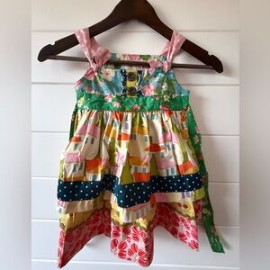 Matilda Jane 2T Floral Apron Dress with Pink and Green Accents